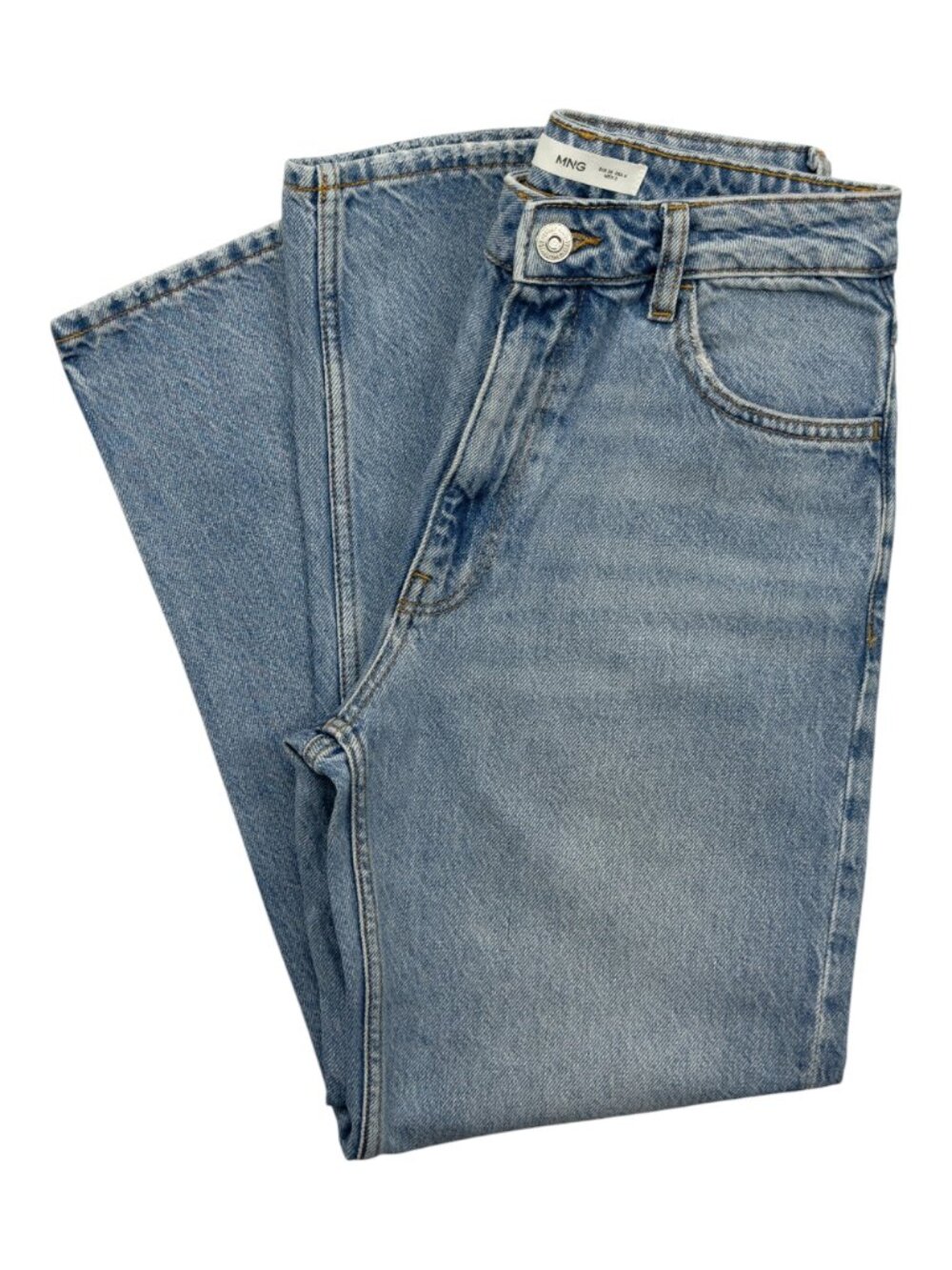 Mango Newmom Comfort High Rise Jeans Womens Size 4 Medium Blue 27011242 - Picture 8 of 14
